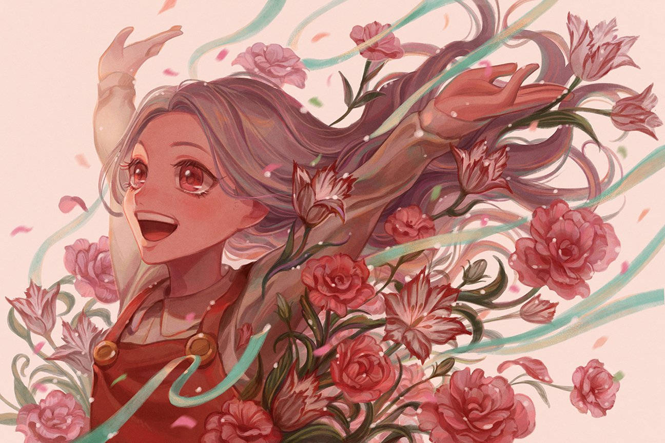 Happy Eri With Flowers Background