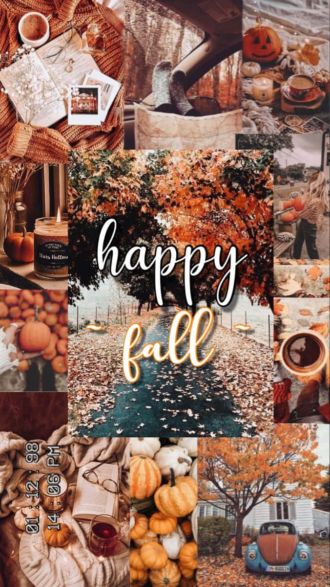 Happy Fall Collage With Pictures Of Autumn Leaves