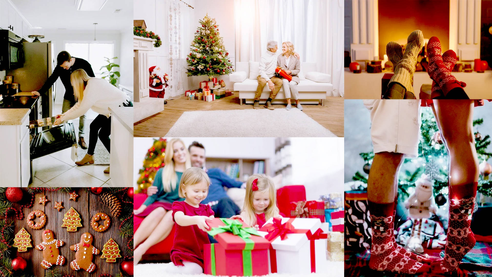 Happy Family Christmas Collage Background