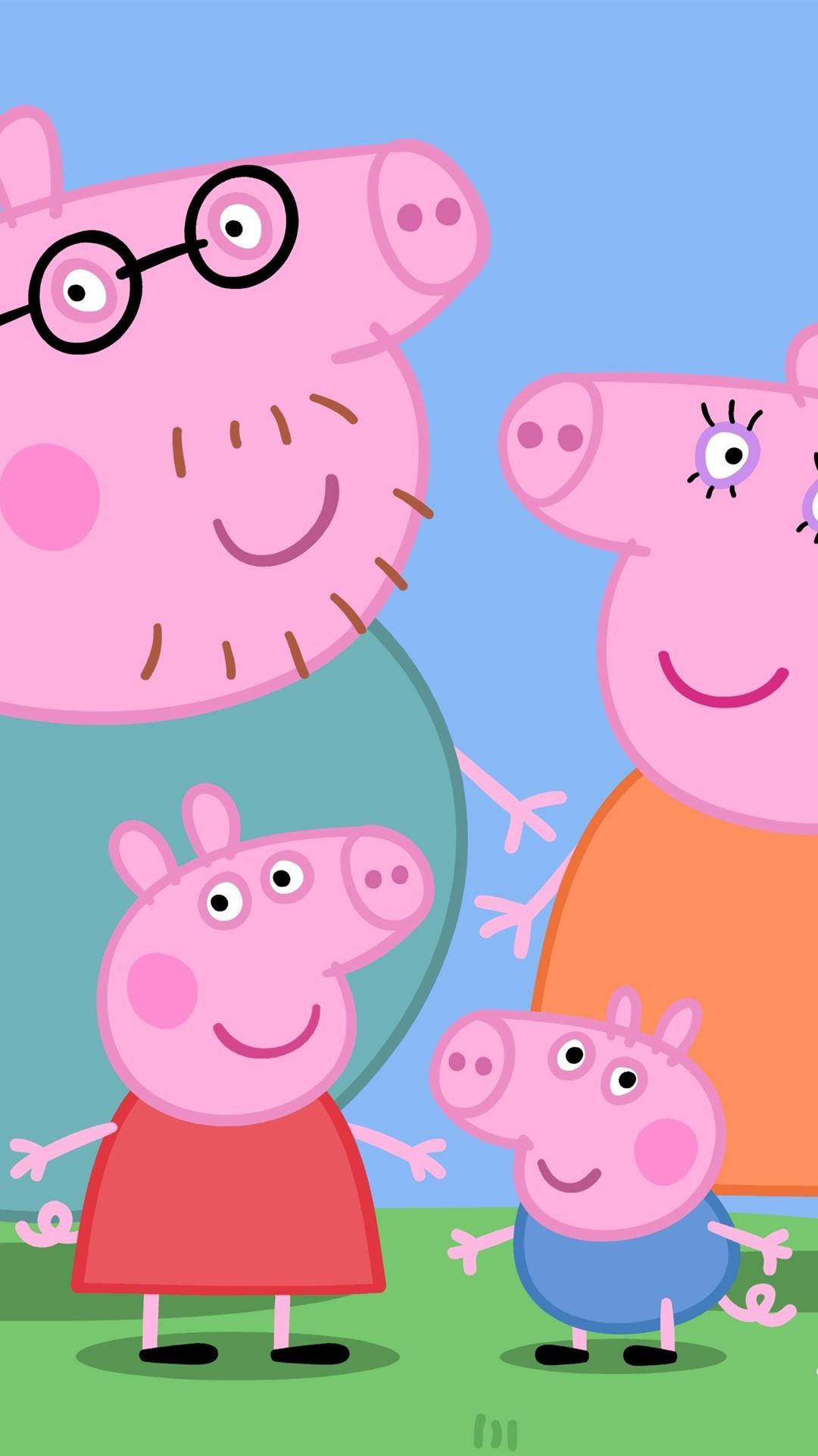 Happy Family Peppa Pig Phone Wallpaper