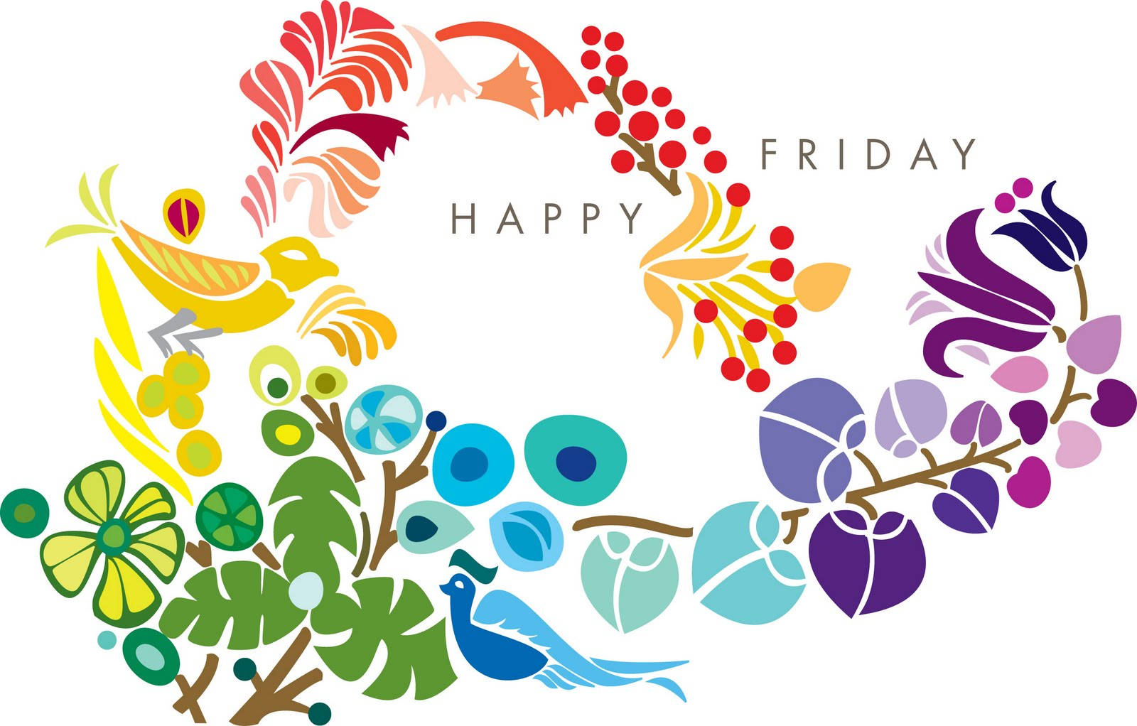 Happy Friday Floral Vector Art Background