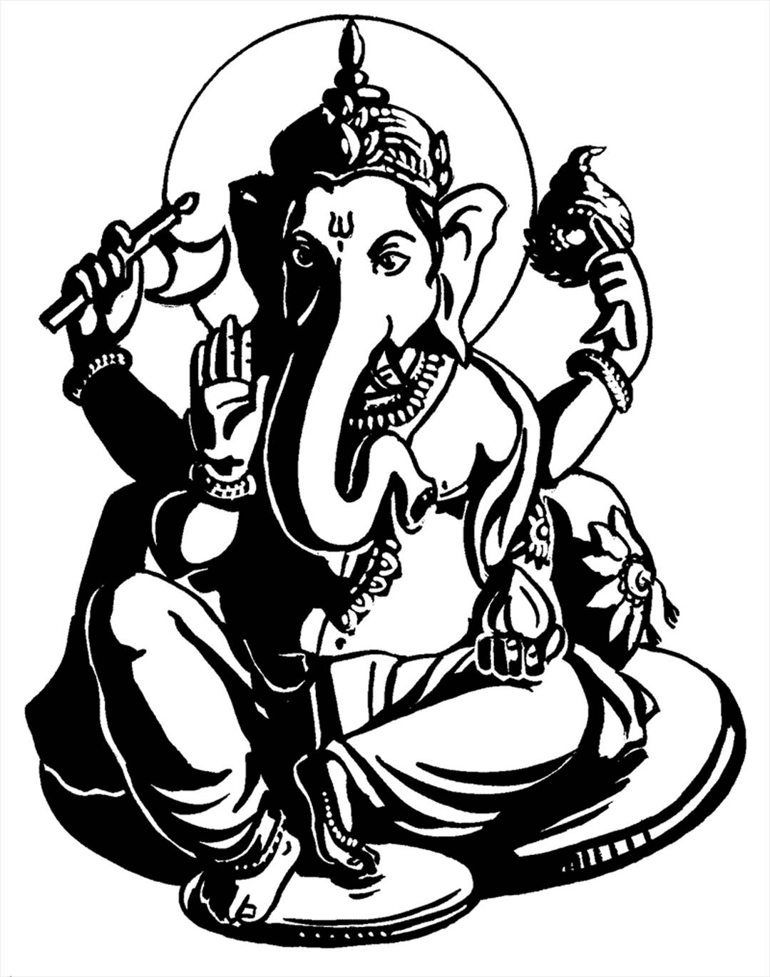 Happy Ganesh Black And White Background