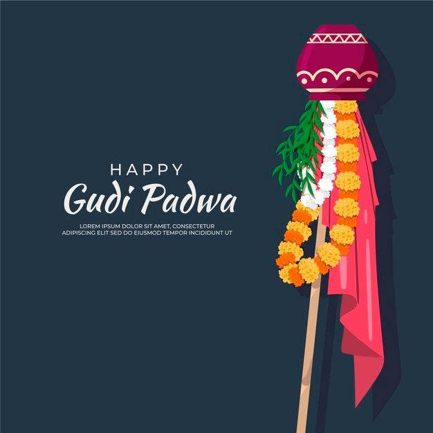 Happy Gudi Padwa Blue Background Background