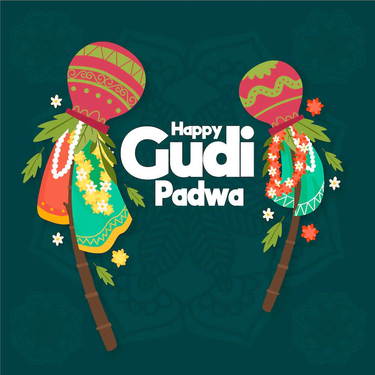 Happy Gudi Padwa Blue Banner Background