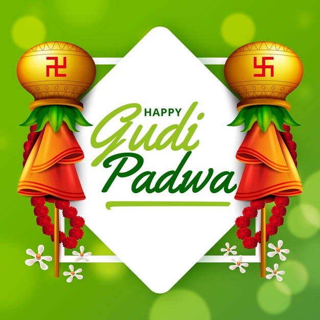 Happy Gudi Padwa Green Banner Background