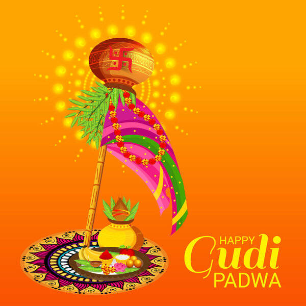 Happy Gudi Padwa Orange Background Background