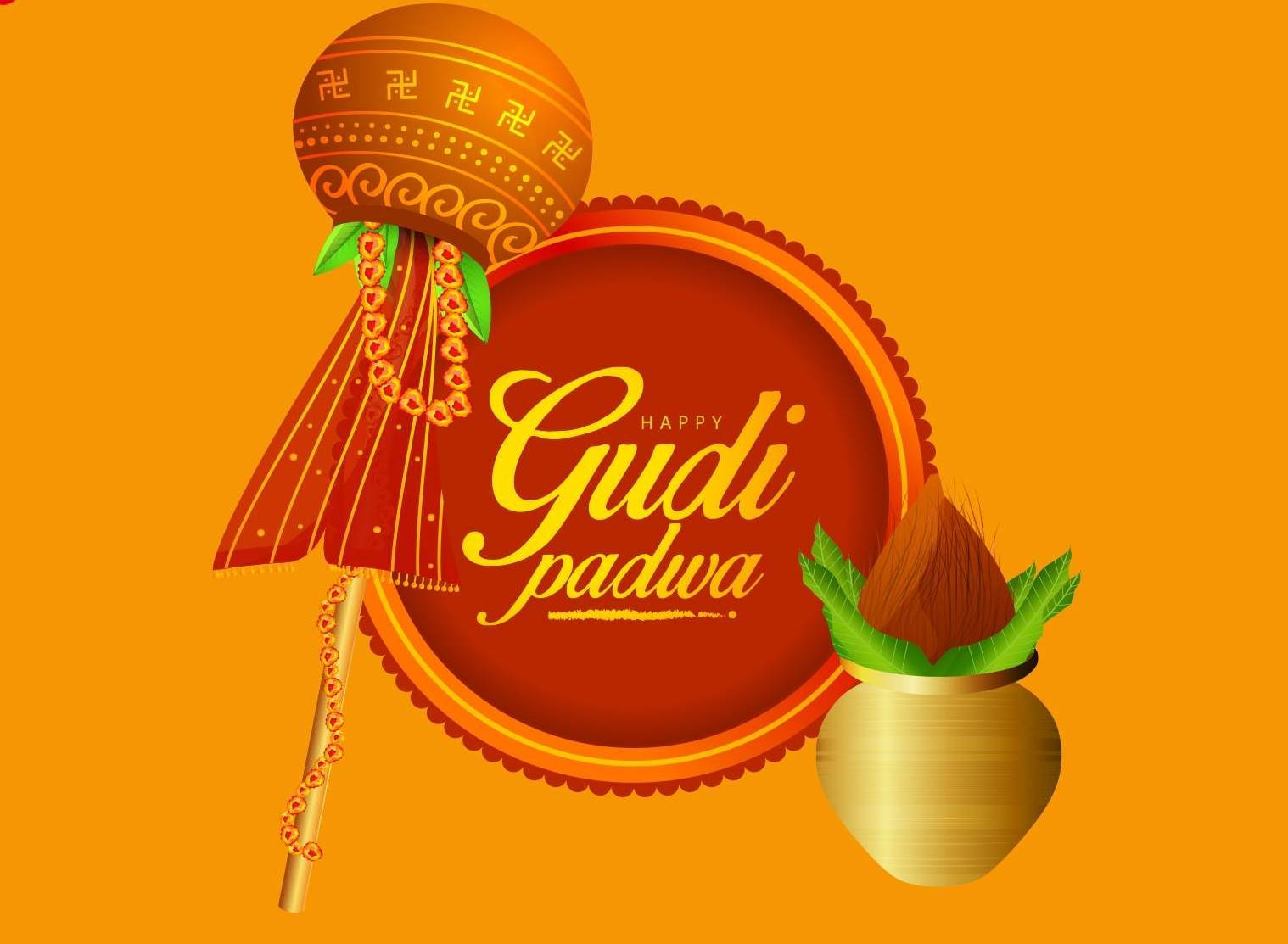 Happy Gudi Padwa Orange Banner