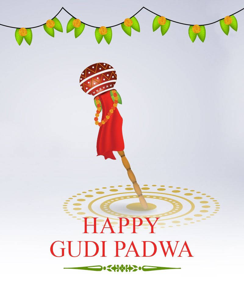 Happy Gudi Padwa White Background