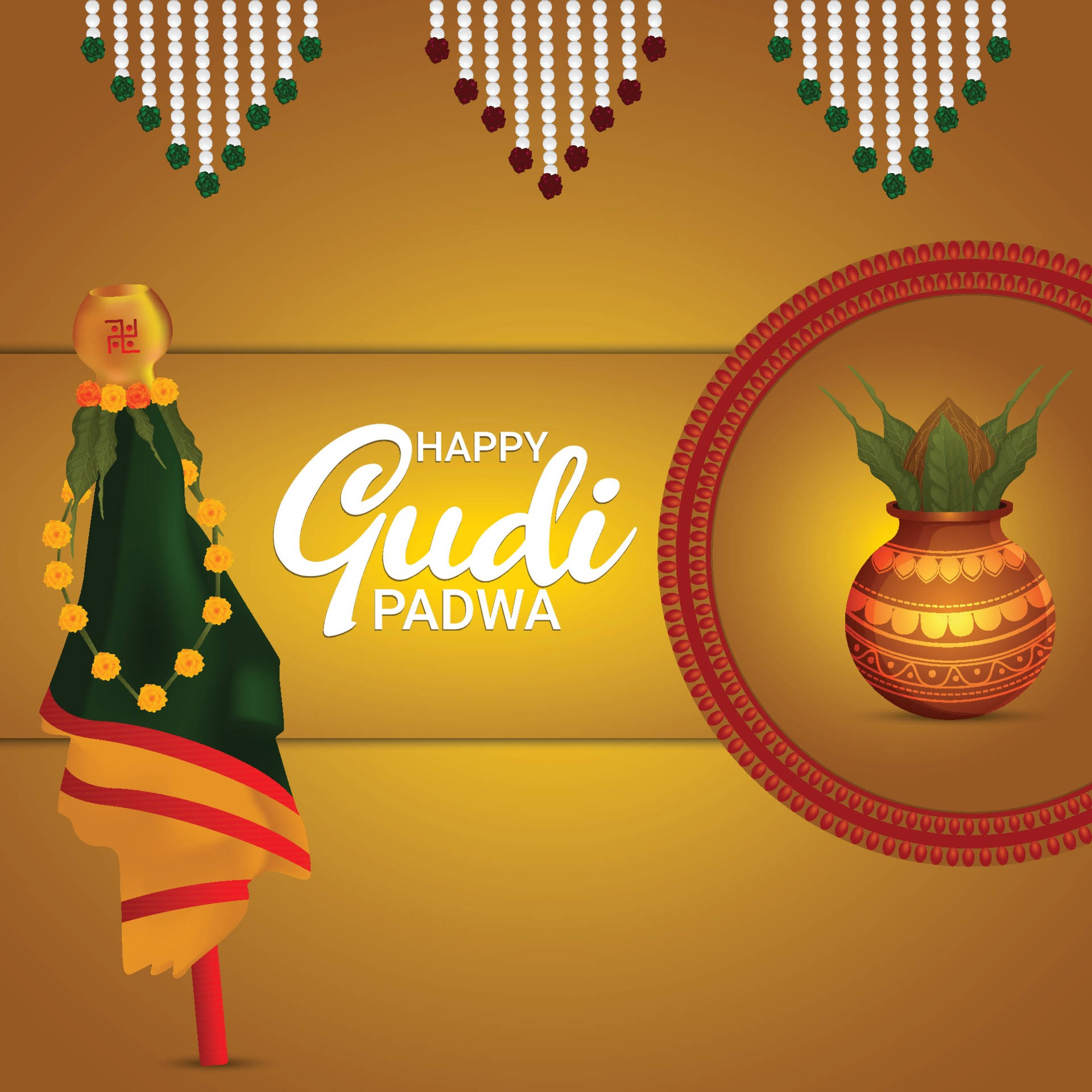 Happy Gudi Padwa Yellow Banner