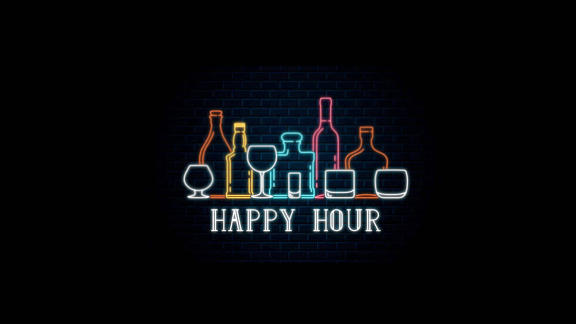 Happy Hour Bottles And Glasses Background
