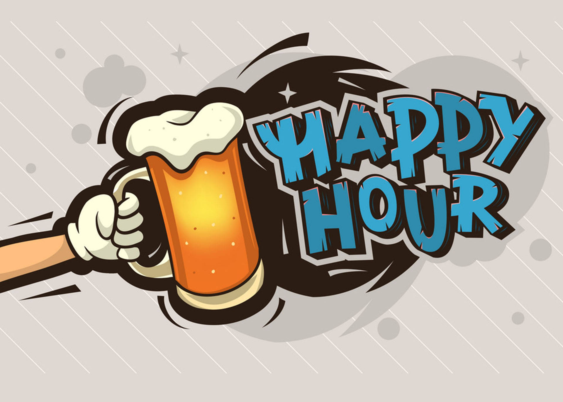 Happy Hour Cartoon Poster Background