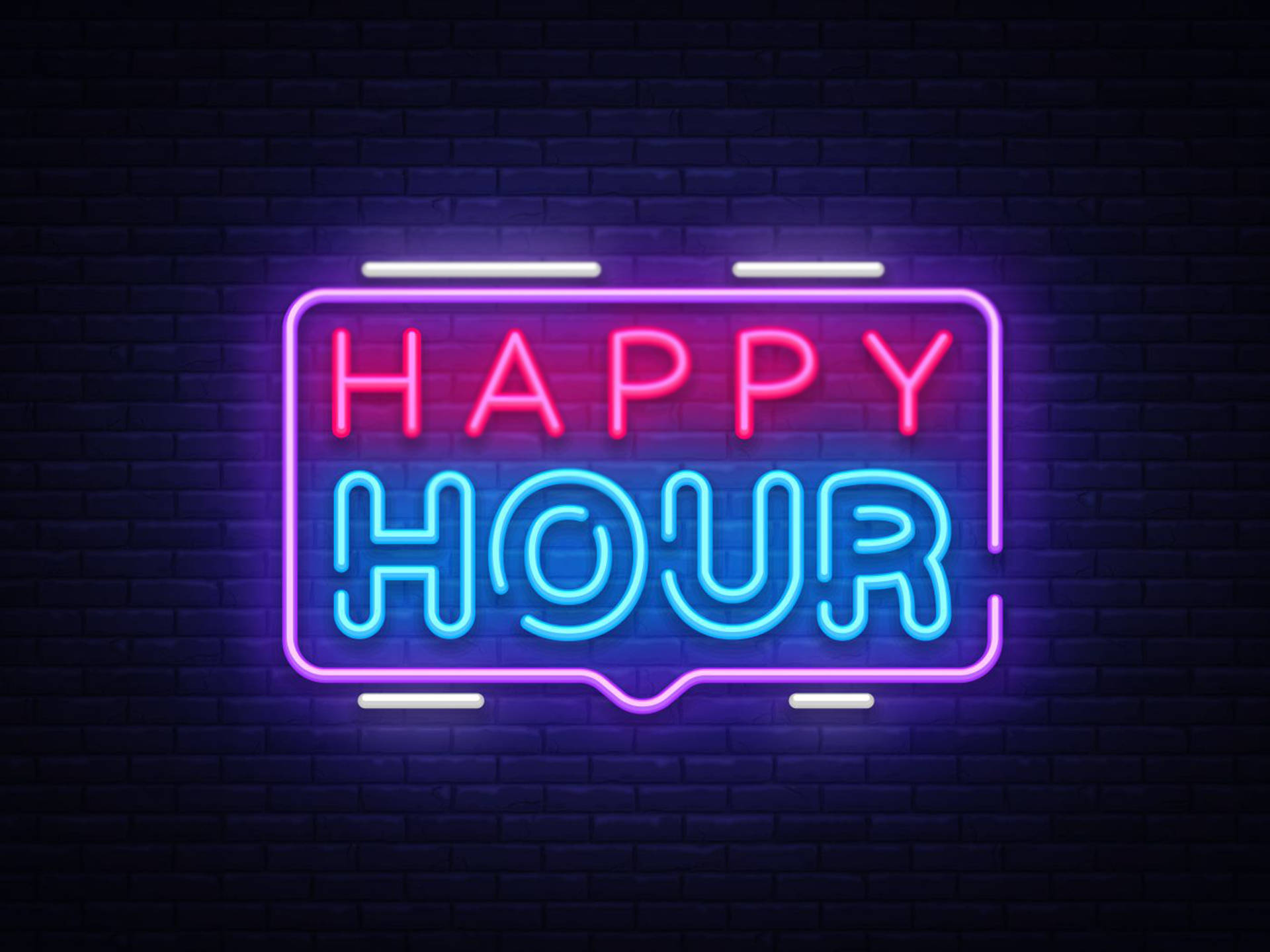 Happy Hour Neon Vector Sign Background