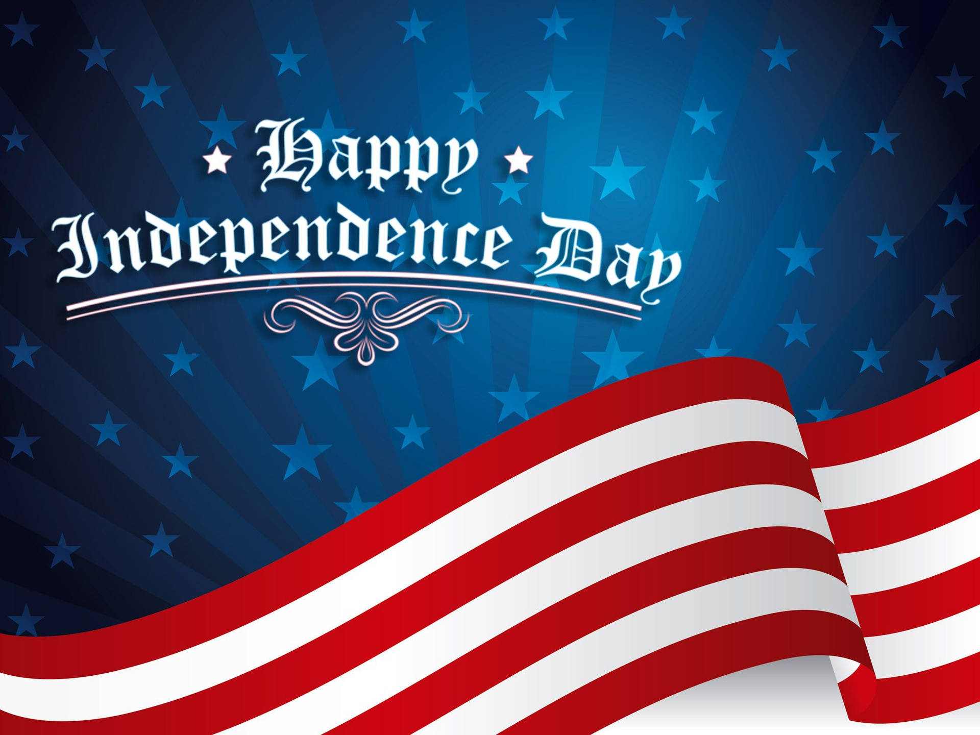 Happy Independence Day On Abstract American Flag Background