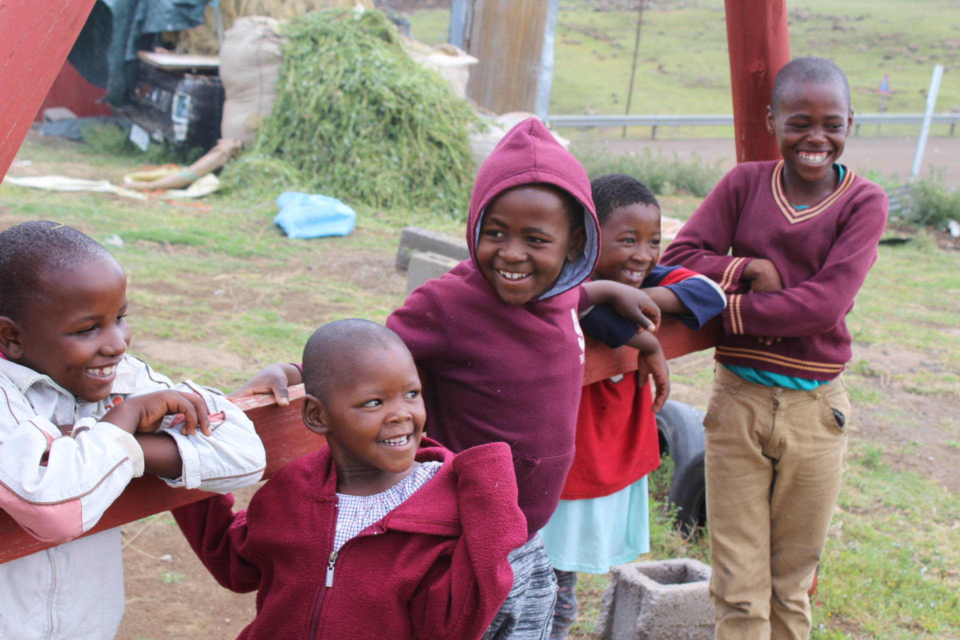 Happy Lesotho Children Experiencing Joy Background