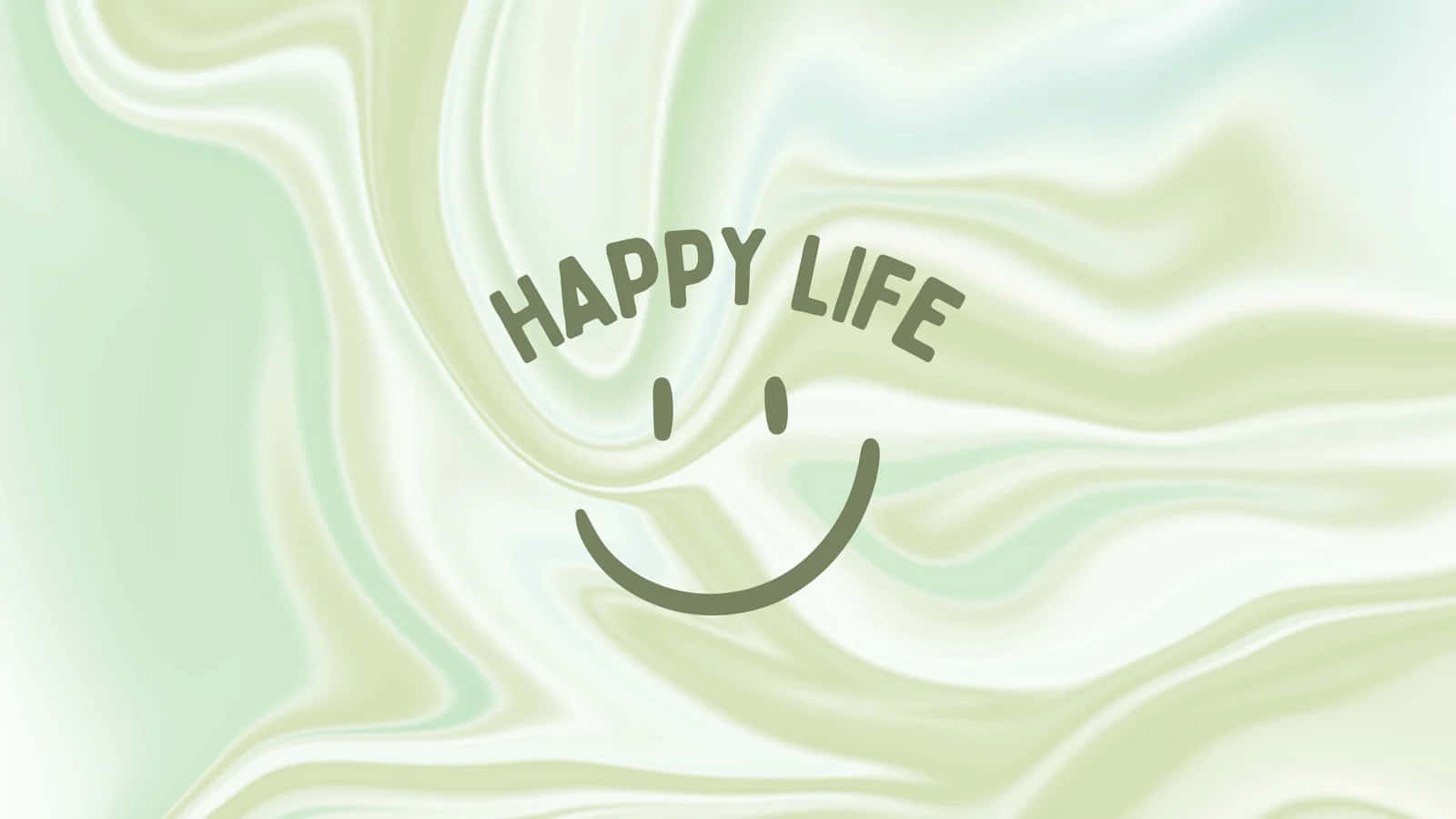 Happy Life Smile Emoji Sage Green Laptop Digital Art Background
