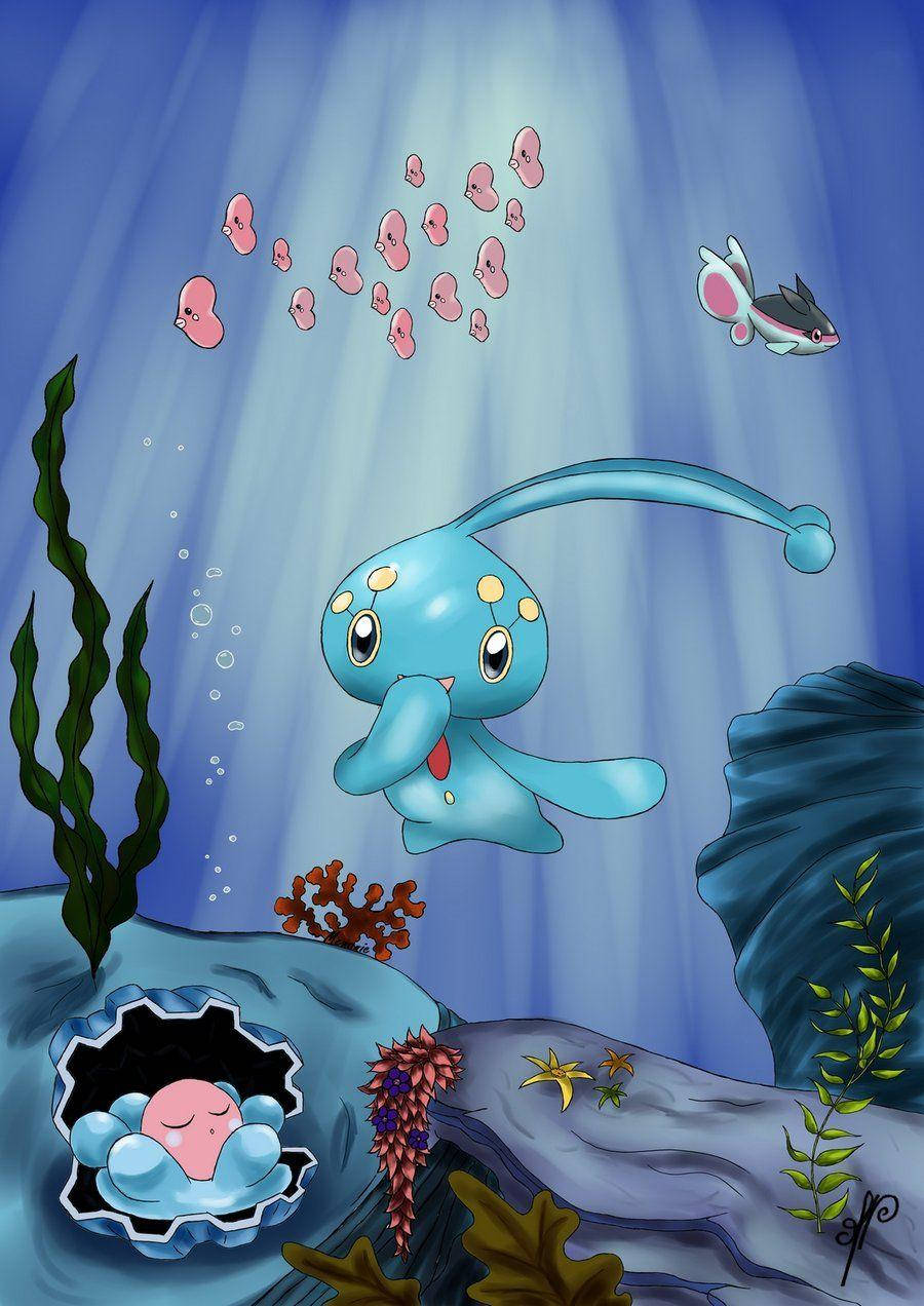 Happy Manaphy Underwater Clampearl Luvdisc Background