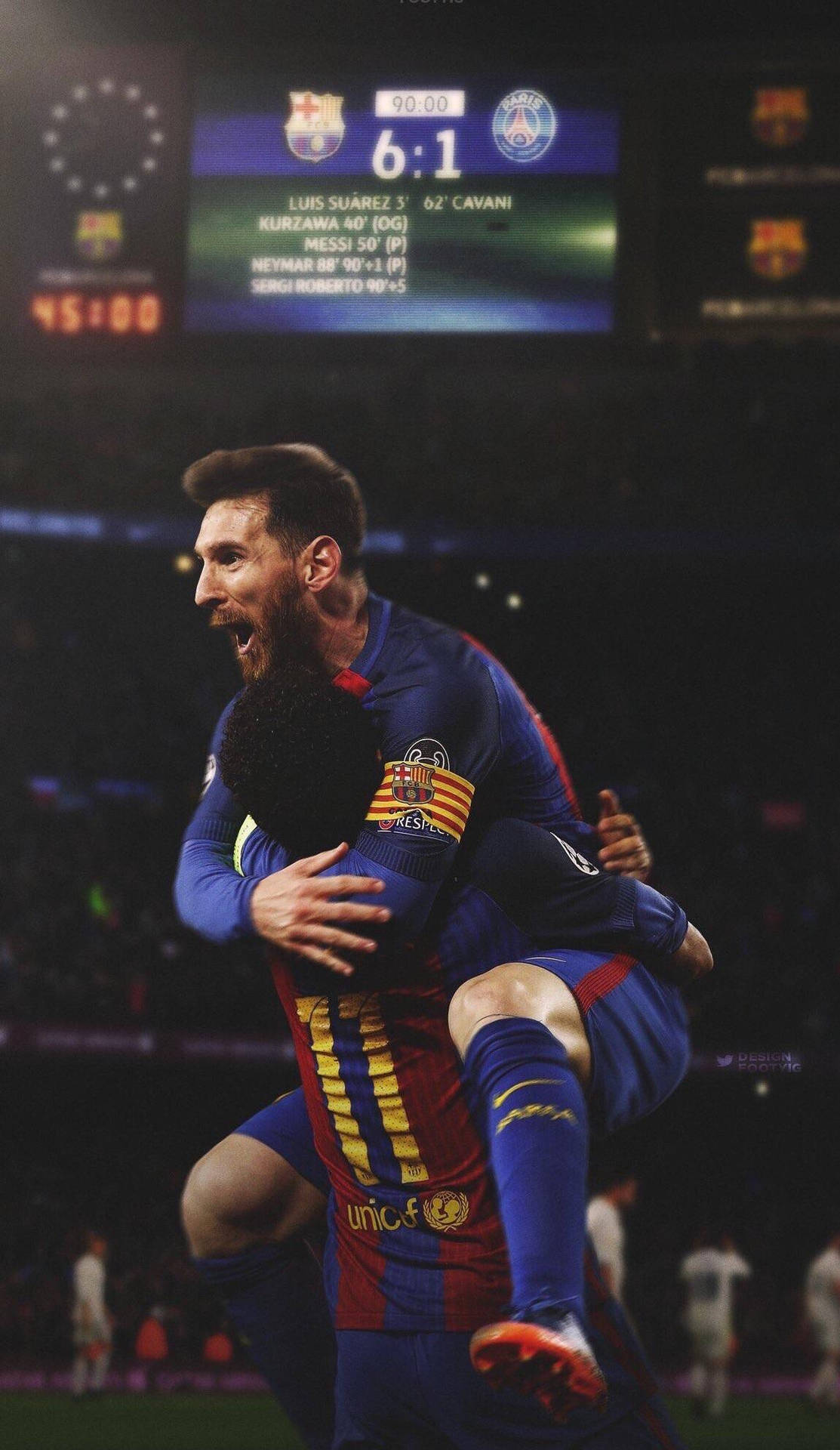 Happy Messi Hug Psg Background