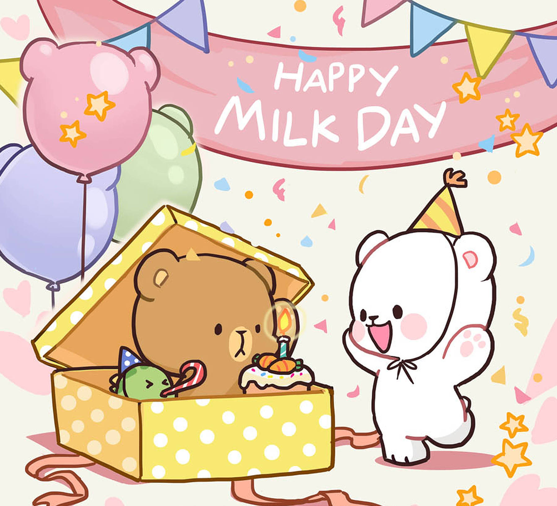 Happy Milk And Mocha Bears Day Background