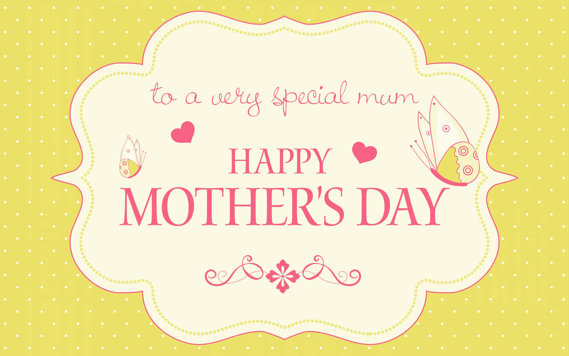 Happy Mothers Day Card Butterflies Yellow Art Hd