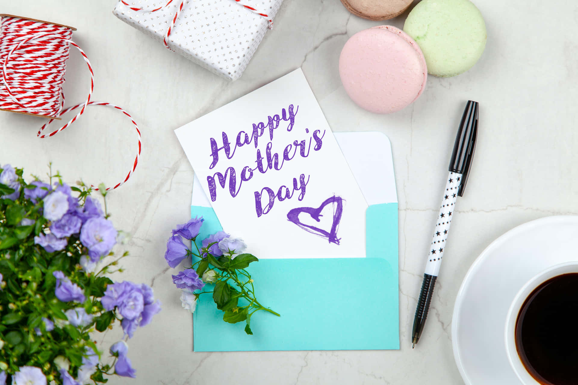Happy Mothers Day Card Flowers Coffee Hd