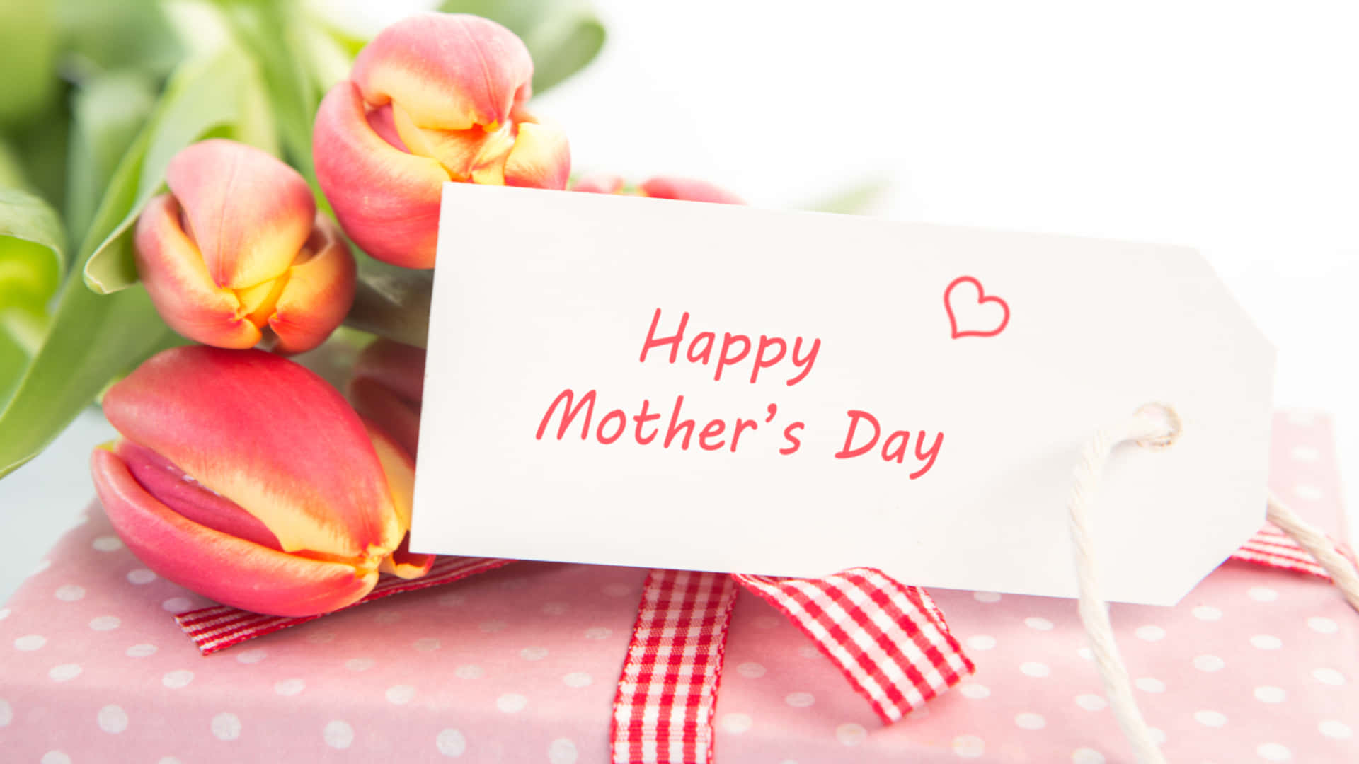 Happy Mothers Day Card Red Tulips Hd
