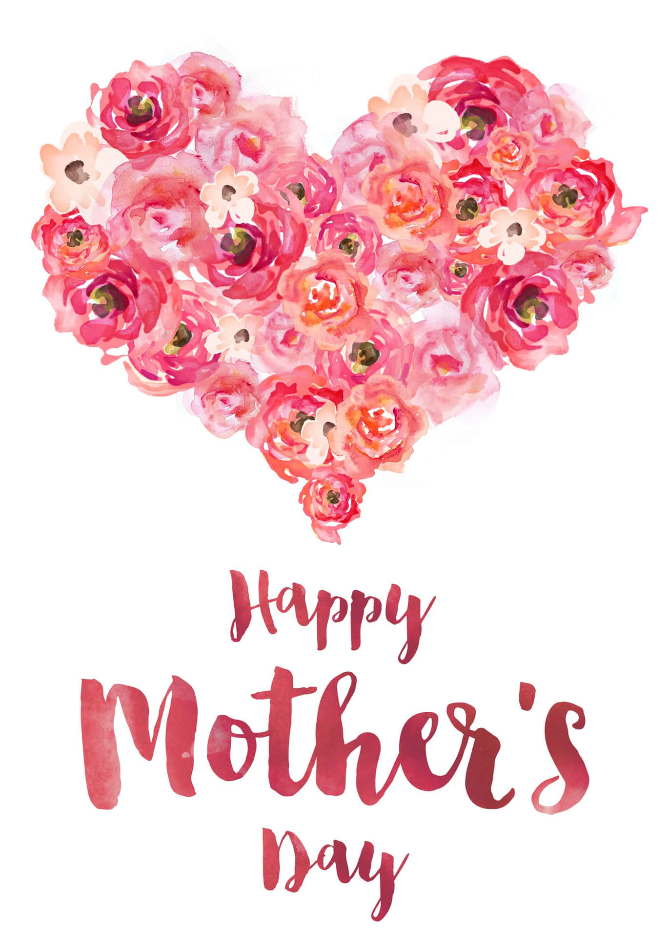 Happy Mothers Day Pink Flowers Heart Hd