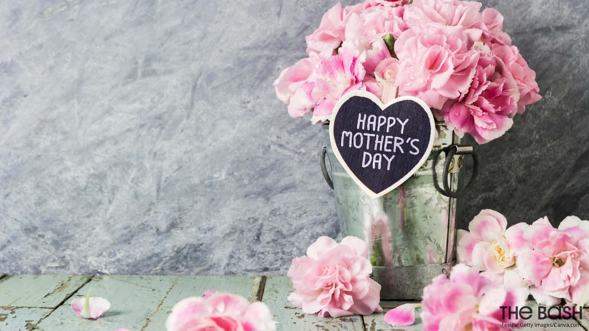 Happy Mothers Day Pink Flowers Sign Hd