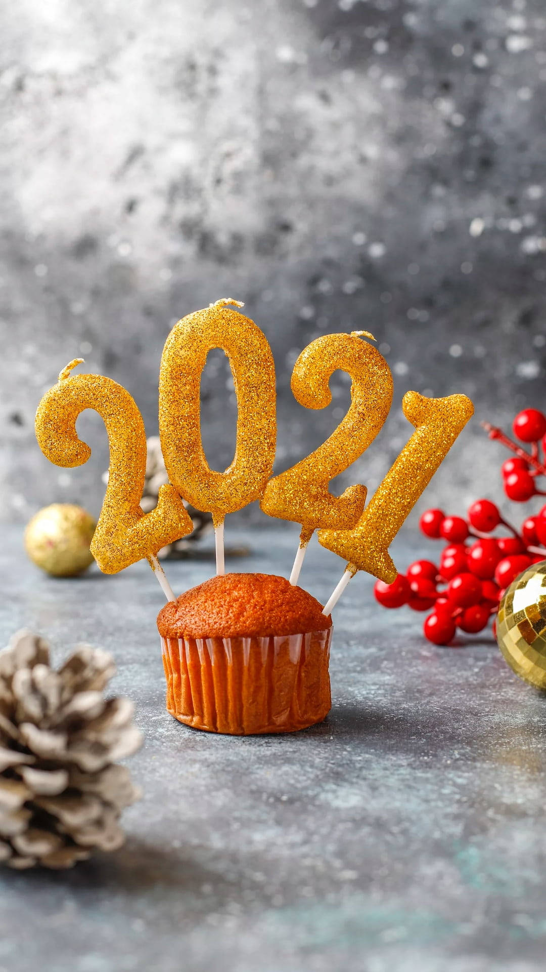 Happy New Year 2021 Cupcake Background