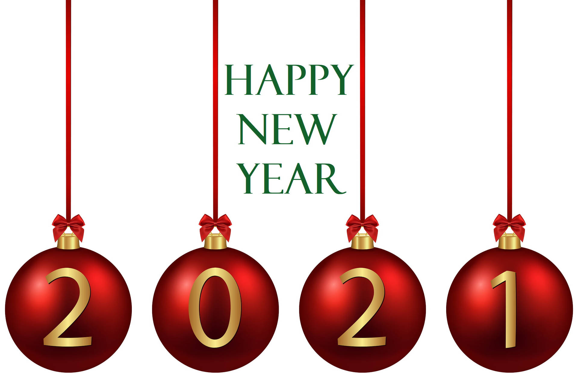 Happy New Year 2021 Greeting With Christmas Balls Background