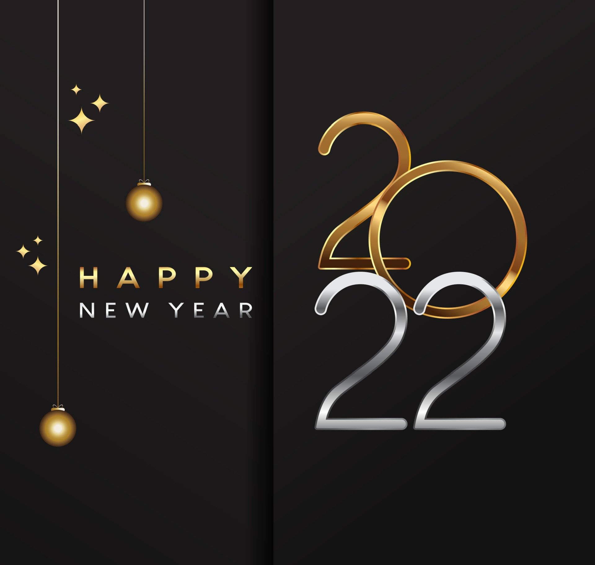 Happy New Year 2022 Black And Gold Background