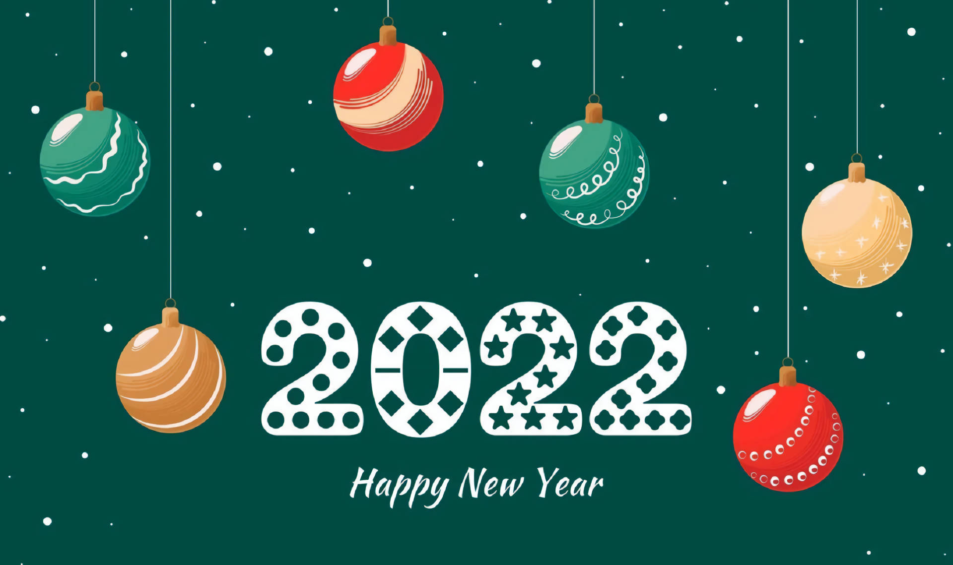 Happy New Year 2022 Christmas Balls Background