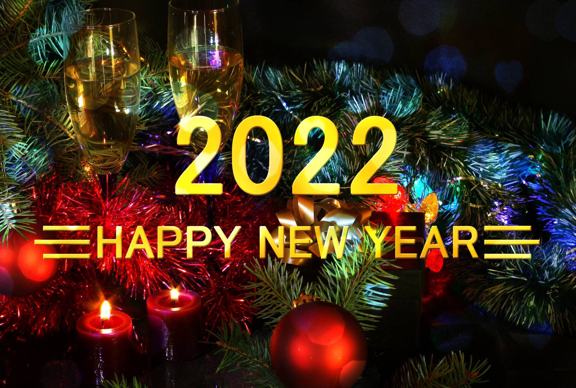 Happy New Year 2022 Christmas Tree Background