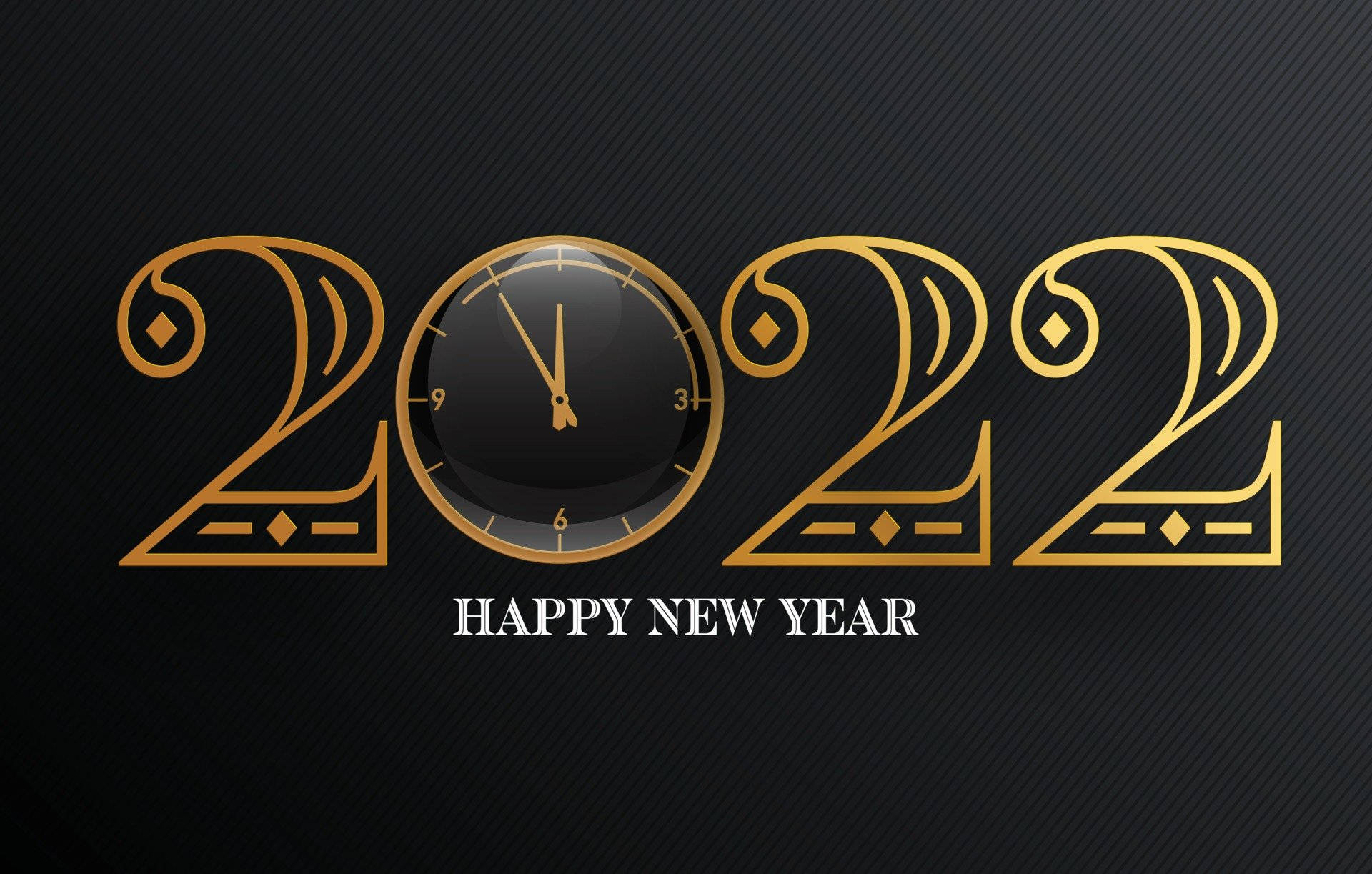 Happy New Year 2022 Gold Clock Background