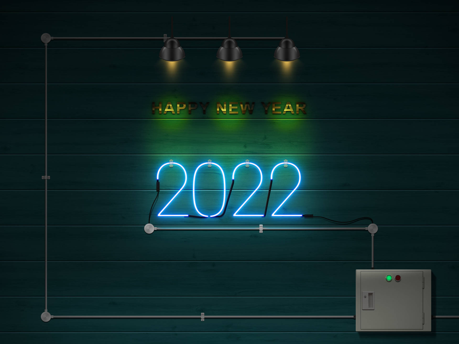 Happy New Year 2022 Neon Light Background