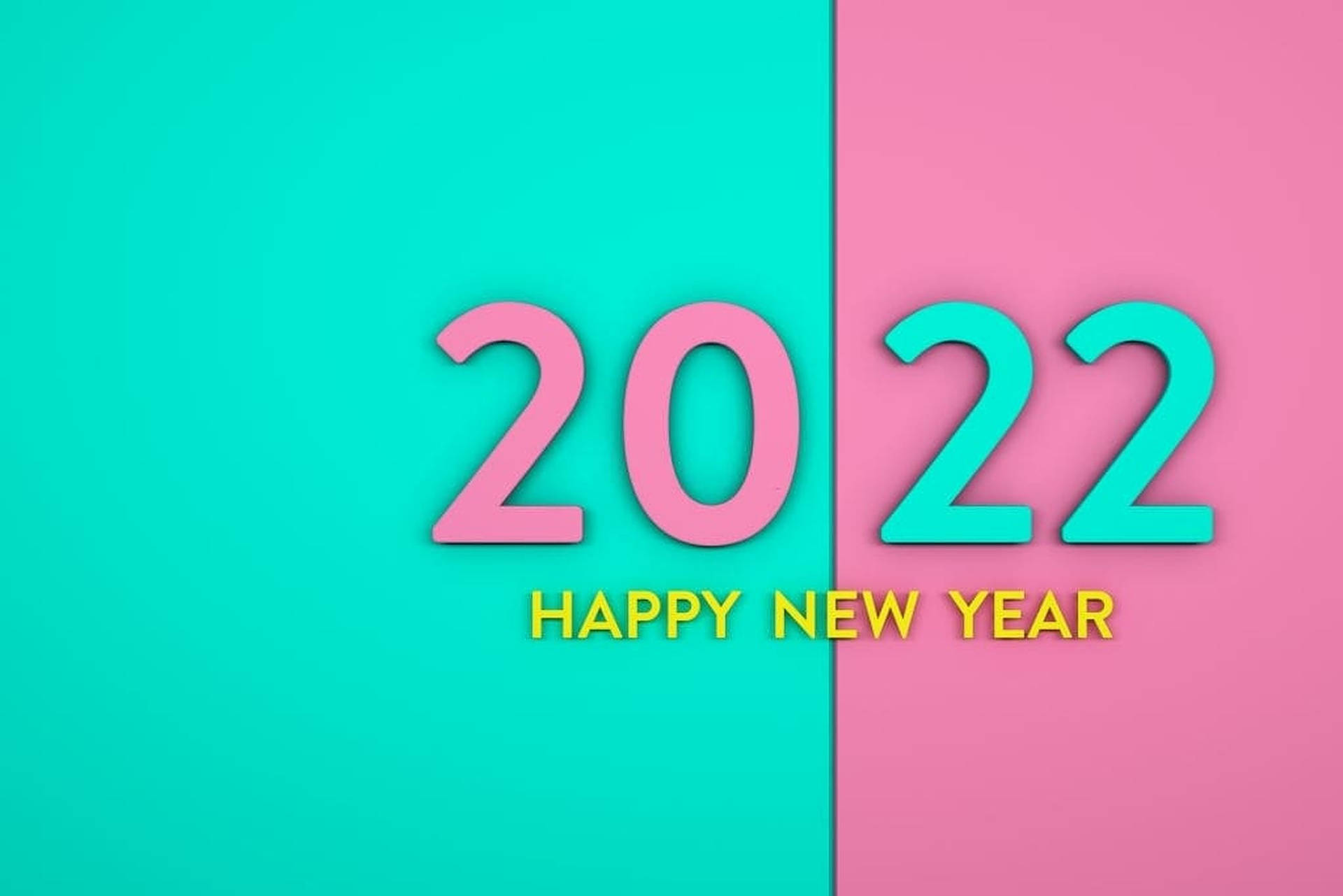 Happy New Year 2022 Pink Teal Art