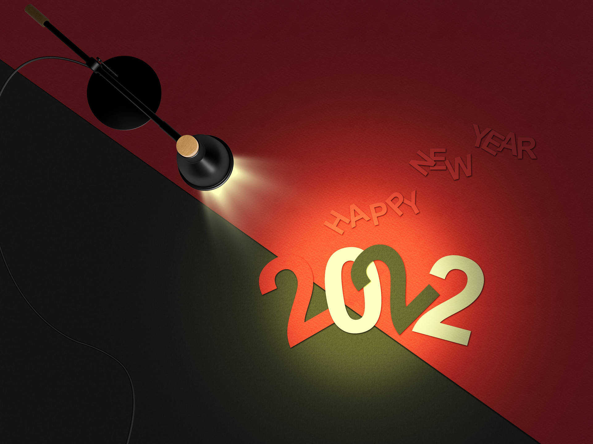 Happy New Year 2022 Red Spotlight Background