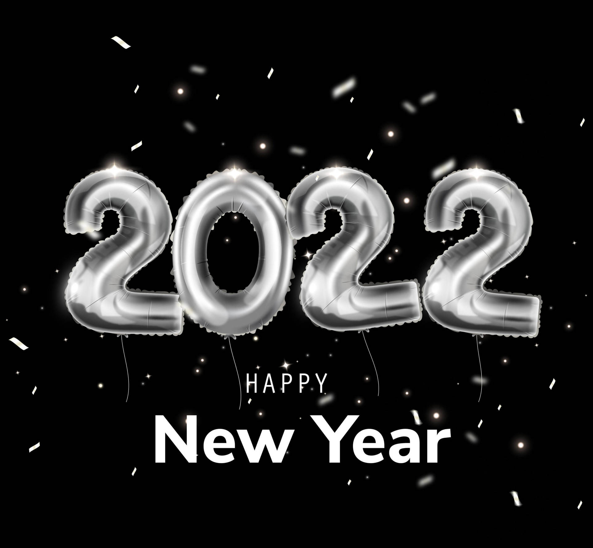 Happy New Year 2022 Silver Balloons Background