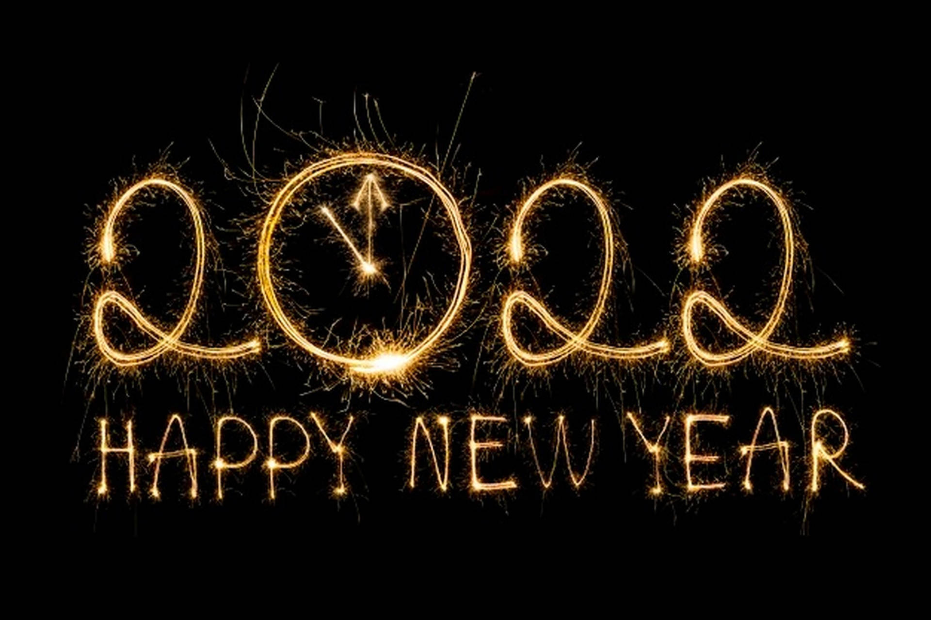 Happy New Year 2022 Sparklers Fireworks Background