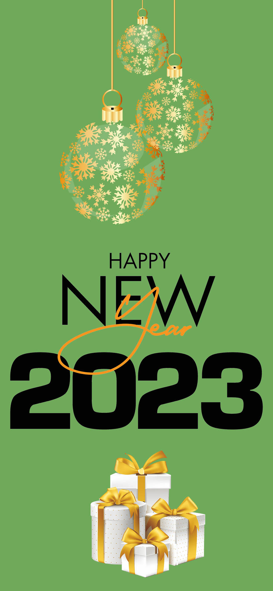 Happy New Year 2023 Gold Ornaments Background