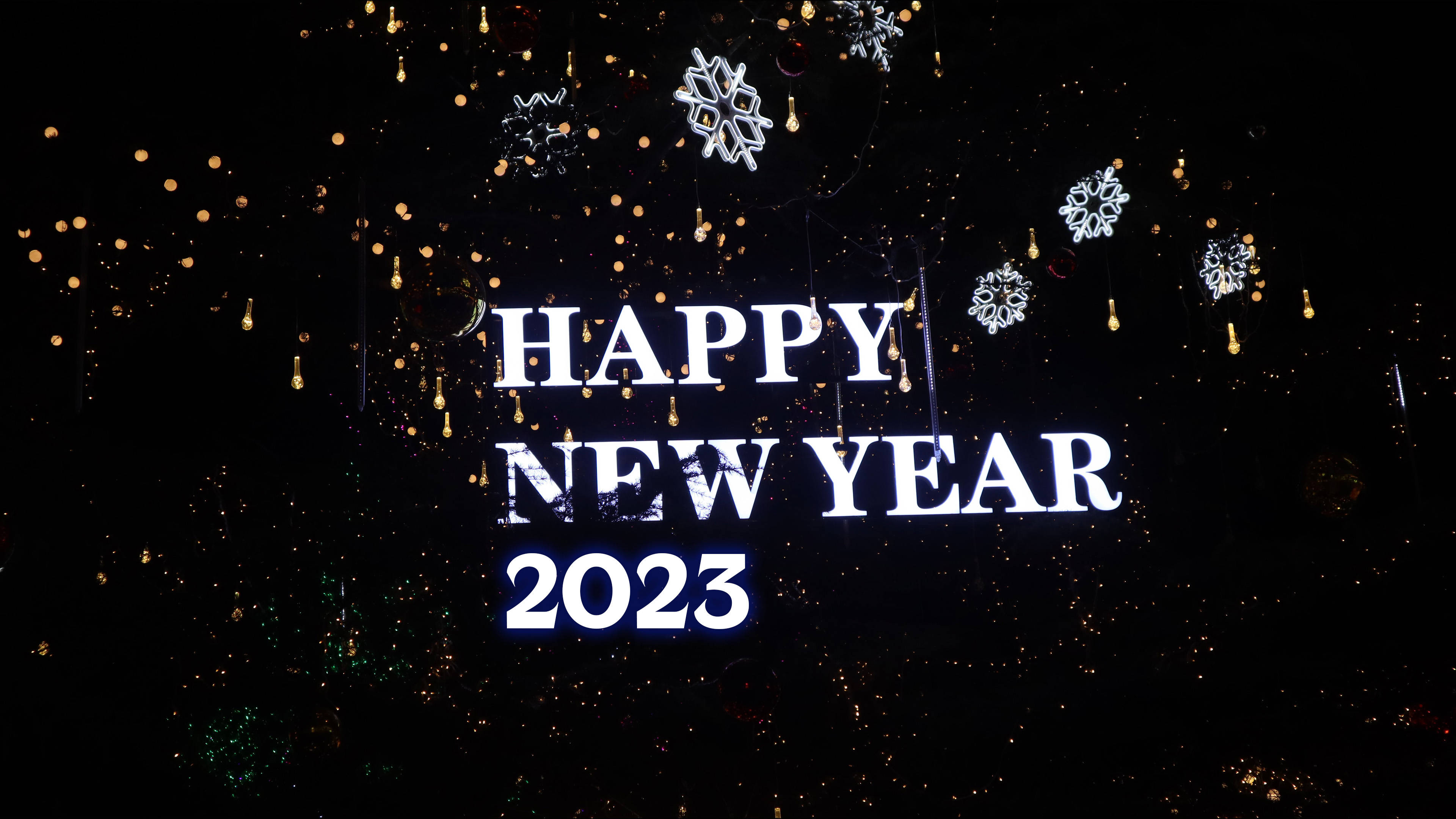 Happy New Year 2023 Sparkling Lights Background