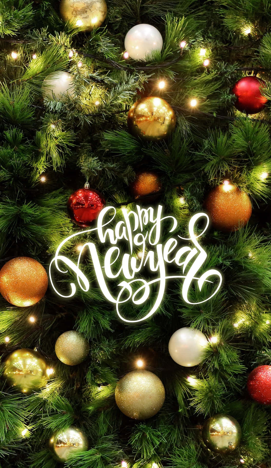 Happy New Year Christmas Tree Iphone Background