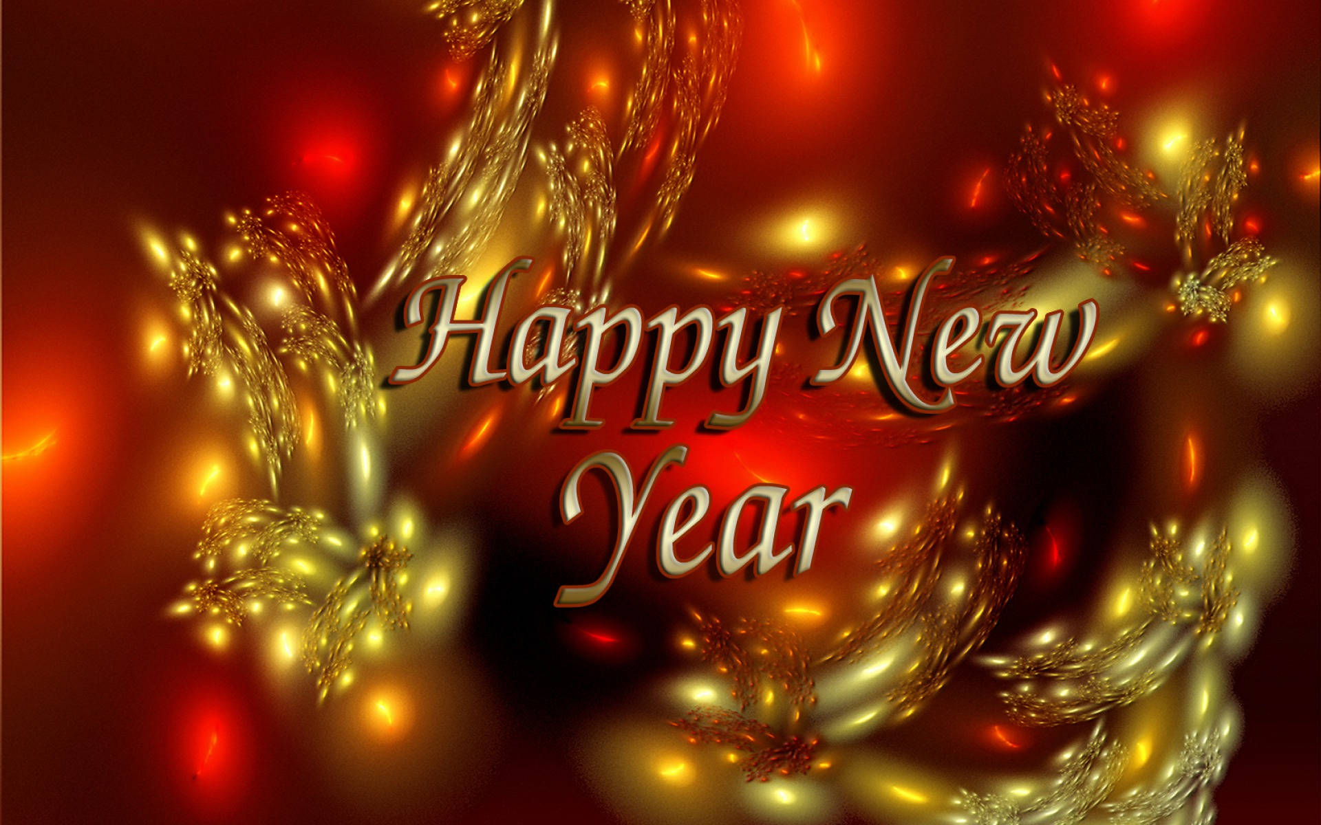 Happy New Year Greetings On Red Background