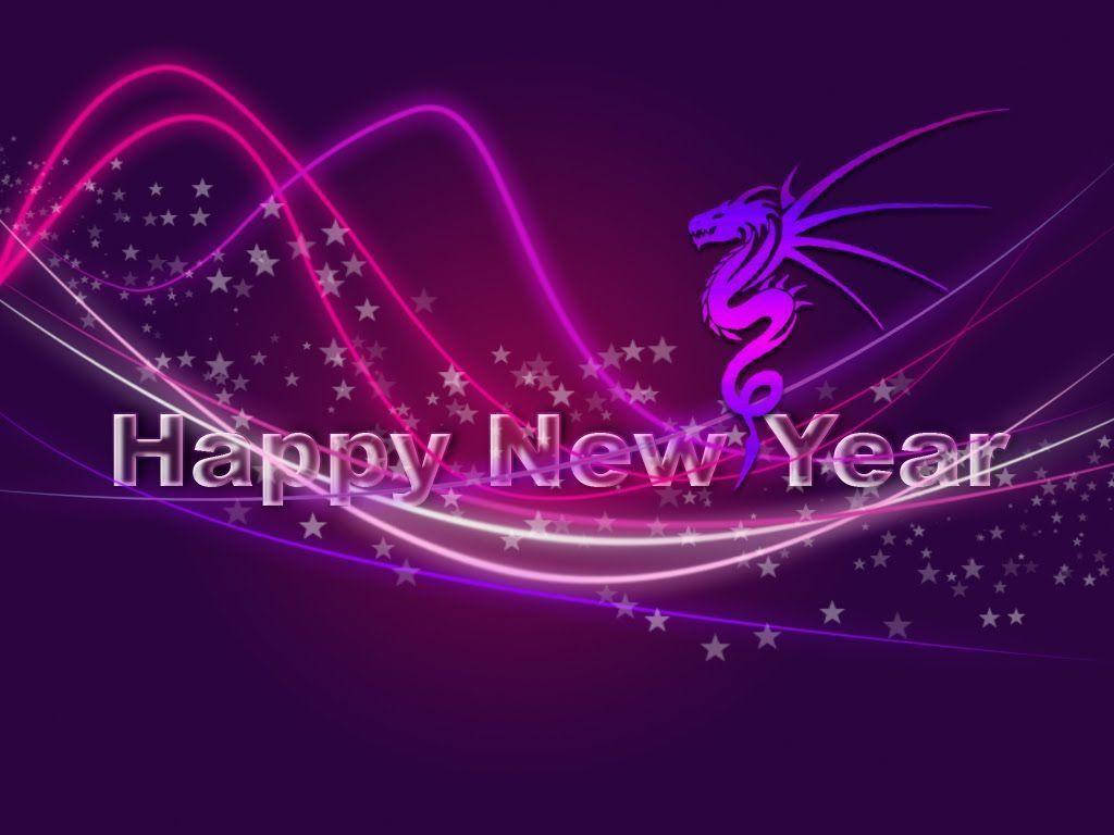 Happy New Year In Purple Background