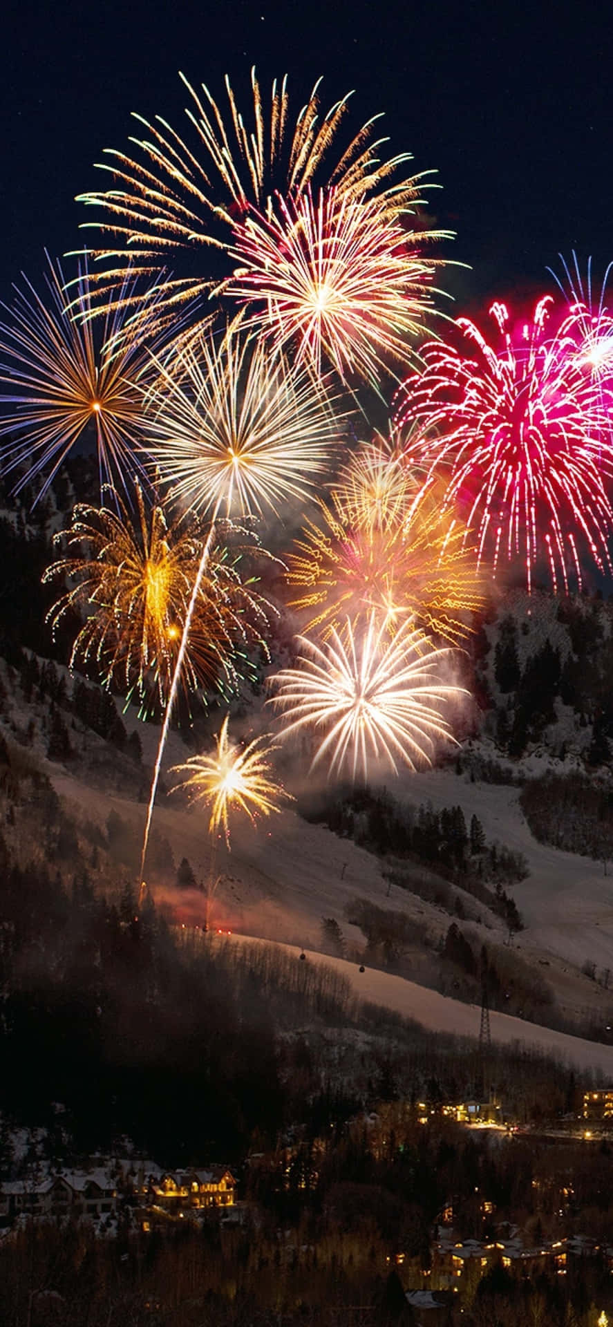 Happy New Year With Mountain Iphone Background