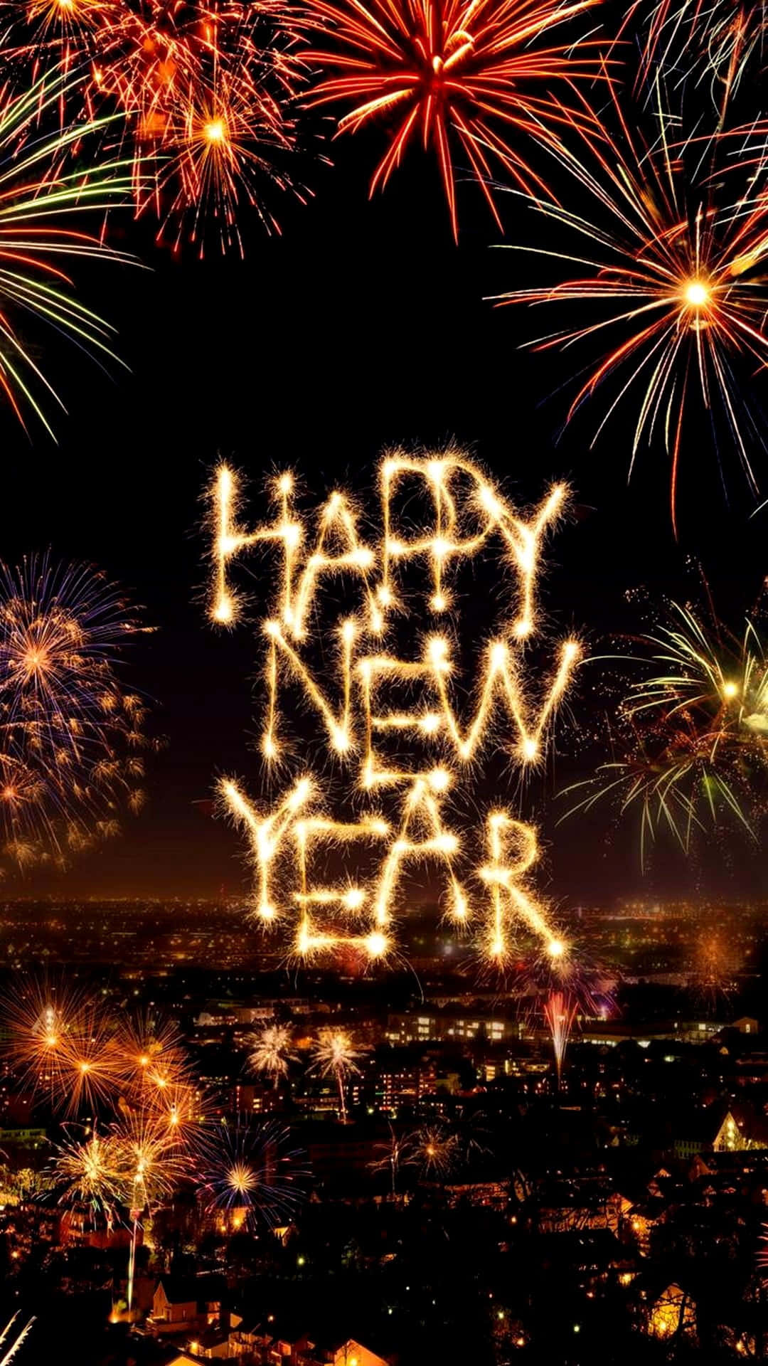 Happy New Year Yellow Font Iphone Background