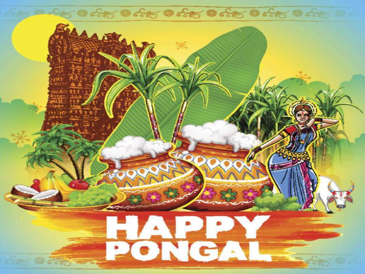 Happy Pongal Art Collage Background