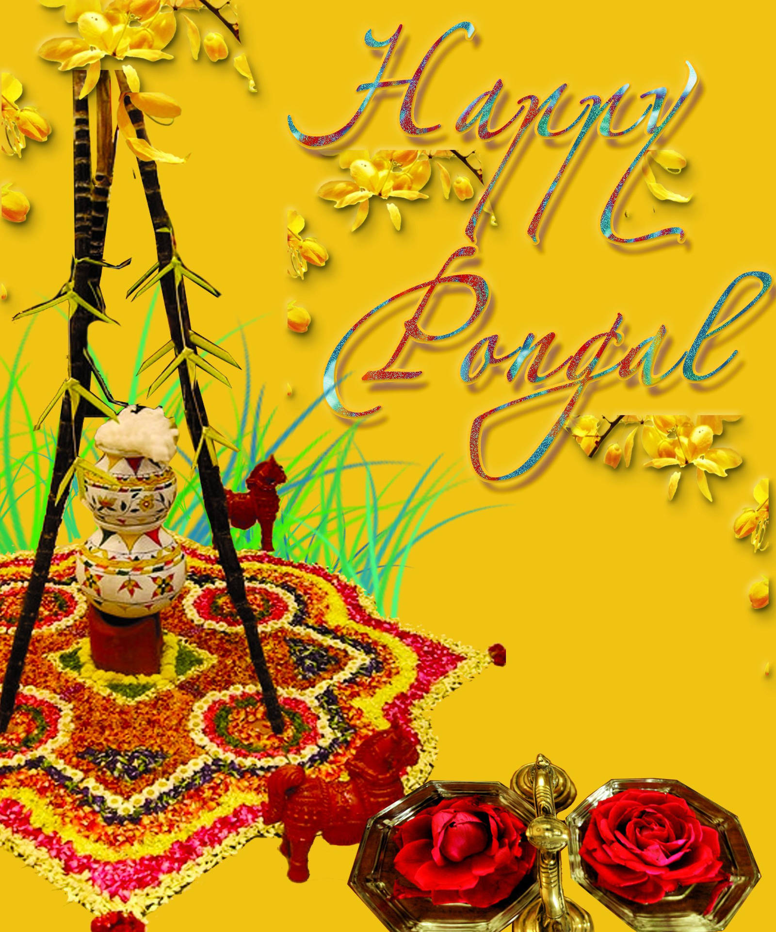Happy Pongal Decorations Background