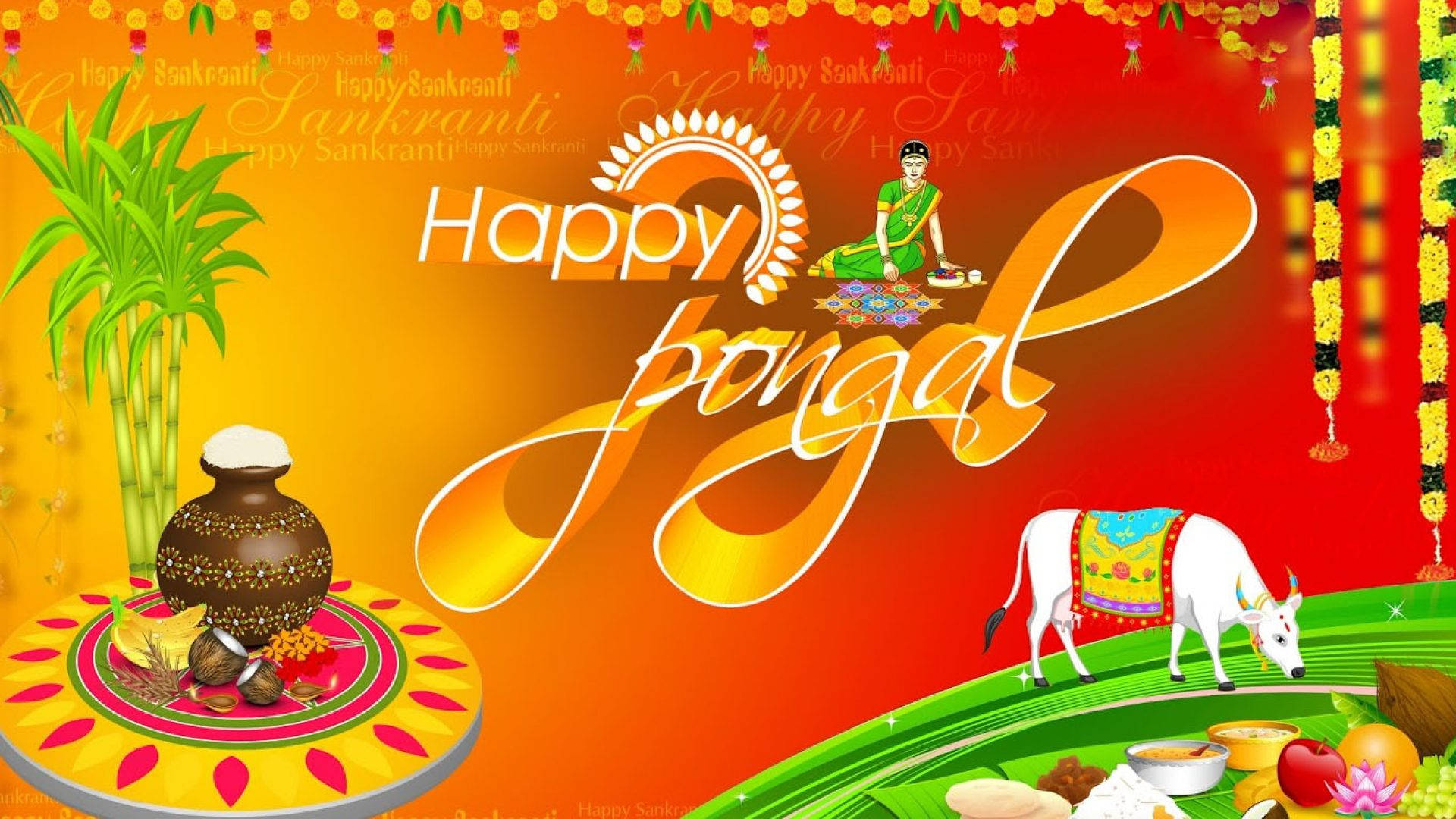 Happy Pongal Indian Holiday Background