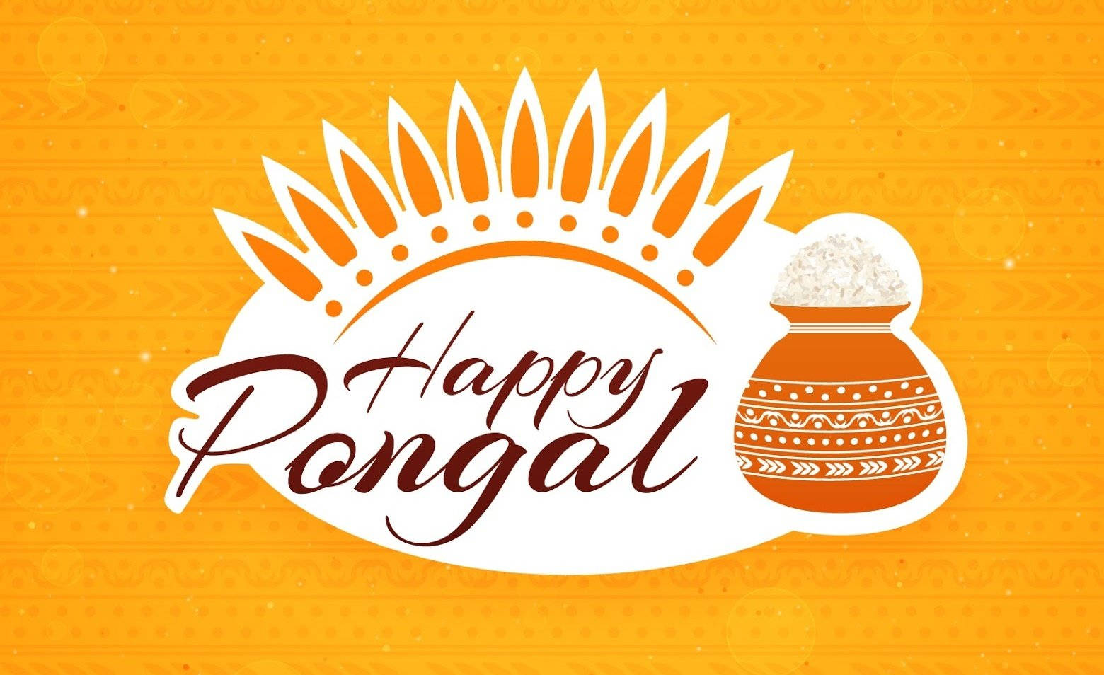 Happy Pongal Orange Greeting Card