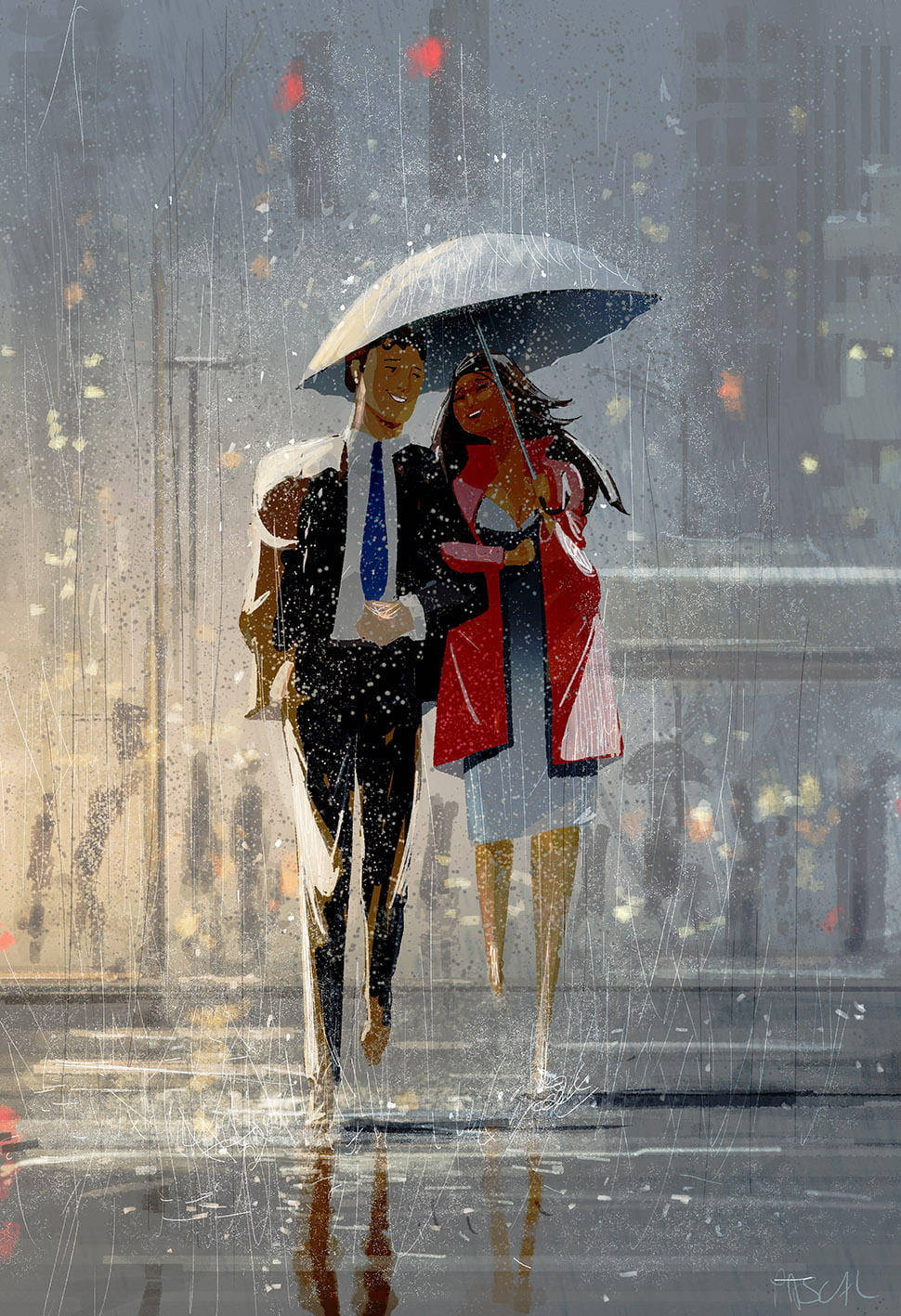 Happy Rain Couple Background